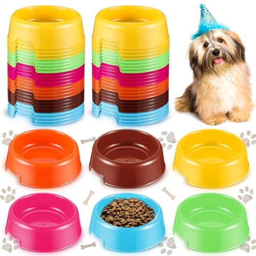 Baderke 24 Stück Welpen-Hunde-Geburtstagsparty-Zubehör, Haustier-Schüssel, wiederverwendbar, Hundenäpfe, Futterschüssel, Wasser, Haustiernapf für Hund, Katze, Pfotenparty, Gastgeschenk, Blau, Gelb, von Baderke
