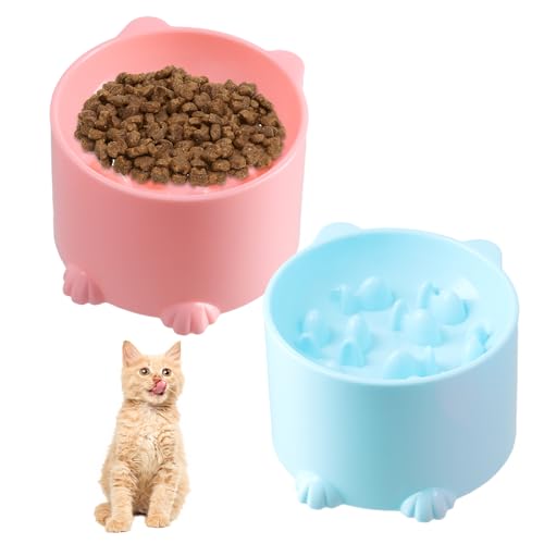 Anti Schling napf Katze 2er-Set, Erhöhter Katzennapf Anti Slinging Bowl Cat Slow Feeder Katzenfressnapf mit, Anti-Rutsch-Matte für Katzen und kleine Hunde Slow Feeder Katze Hund Anti Schling napf Katze 2er-Set, Erhöhter Katzennapf Anti Slinging Bowl Cat Slow Feeder Katzenfressnapf mit, Anti-Rutsch-Matte für Katzen und kleine Hunde Slow Feeder Katze Hund von Bafeil