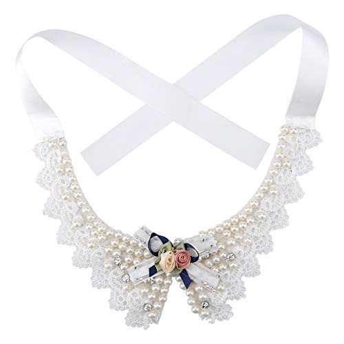 Bagima Hundehalsband Stock Show Hund Hochzeitskleidung 15×12×2 Fliege Haustier Hund Halsband Schöne Perlenblumenhalskette von Bagima