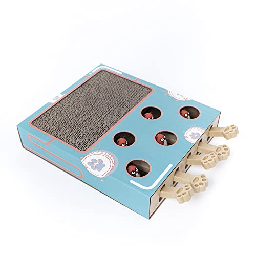 Bagima Katzen-Anreicherungsspielzeug, Interaktives Grind-Claw-Rest-Spiel, 3-in-1-Langeweile-Linderung, Whack A Mole-Katzenspielzeug mit Katzenkratzpad (5 Löcher) von Bagima