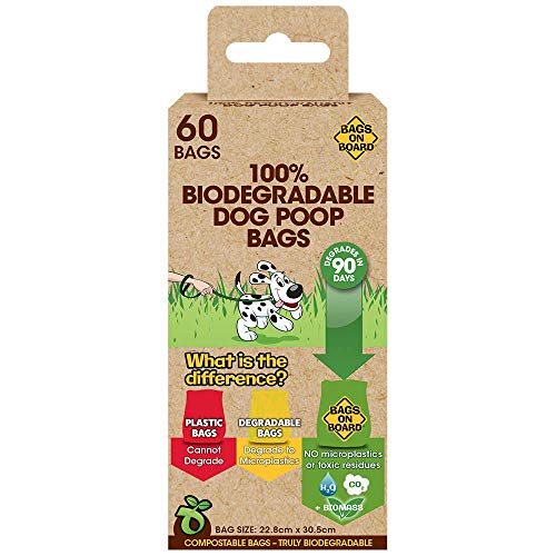 Bags on Board - 100% biologisch abbaubare und kompostierbare Hundekotbeutel - 60 Beutel von Bags on Board