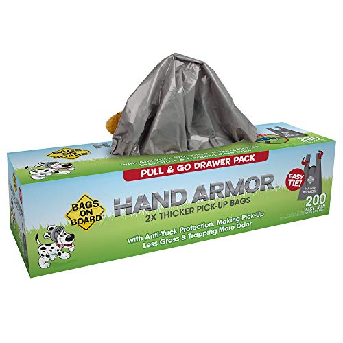 Bags on Board Hand Armour Kotbeutel extra stark - 200 Beutel mit Griff im Pull & Go Spender von Bags on Board