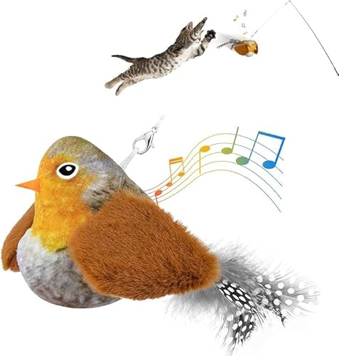 Baguuaray Katzen Spielzeug Vogel mit Katzenminze, Katzenspielzeug Selbstbeschäftigung Vogel, Interaktives Chirpping Cat Toy, No Flappy (Chirpping Bird) von Baguuaray