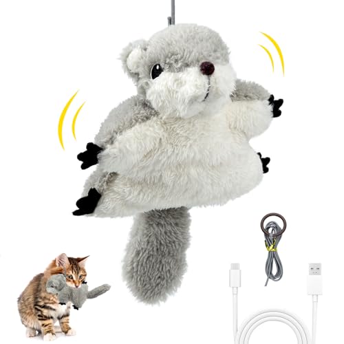 Baguuaray Katzenminze Spielzeug Fliegender Katzenspielzeug, Katzenspielzeug Selbstbeschäftigung Vogel, Berührungsaktiviertes Aufladbar Interaktives Flappy Bird Cat Toy (Flappy Maus) von Baguuaray