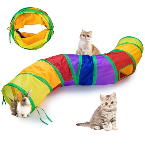 Katzentunnel Katze Spielzeug Tunnel Tube Zusammenklappbar Katzenspielzeug für Kätzchen Welpeln Kaninchen Indoor Und Outdoor (S-Colorful) von Baguuaray
