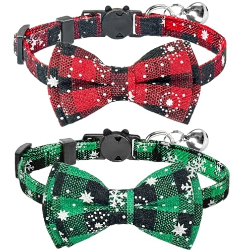 Baipesiy Weihnachten Schneeflocke Plaid Katzenhalsband mit Schleife und Glocke, Breakaway Katzenschnalle Abnehmbar mit Glocke Haustier Halsband, Weihnachten Winter für Kätzchen, Katzenhalsband Zubehör Baipesiy Weihnachten Schneeflocke Plaid Katzenhalsband mit Schleife und Glocke, Breakaway Katzenschnalle Abnehmbar mit Glocke Haustier Halsband, Weihnachten Winter für Kätzchen, Katzenhalsband Zubehör von Baipesiy