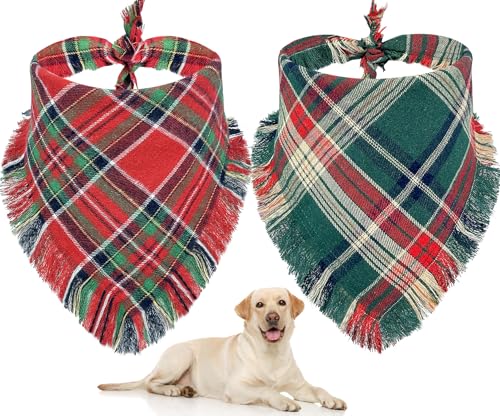 Baipesiy Weihnachts-Hundehalstuch, kariert, zweiseitig mit Quasten, Flanell-Schottenkaro, für Urlaub, Haustier-Hundehalstücher, Schottland, 2 Stück, Winter-Rot / Grün, Weihnachts-Hunde-Lätzchen, Baipesiy Weihnachts-Hundehalstuch, kariert, zweiseitig mit Quasten, Flanell-Schottenkaro, für Urlaub, Haustier-Hundehalstücher, Schottland, 2 Stück, Winter-Rot / Grün, Weihnachts-Hunde-Lätzchen, von Baipesiy