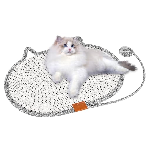 Bajbumgn Kratzmatte Für Katzen - Runder Kratzbrett Aus Baumwollseil,Waschbare Haustier Accessoires Für Innenbereich Unter Möbeln Tür Ecke Haus Bett Couch Tisch Reisen von Bajbumgn