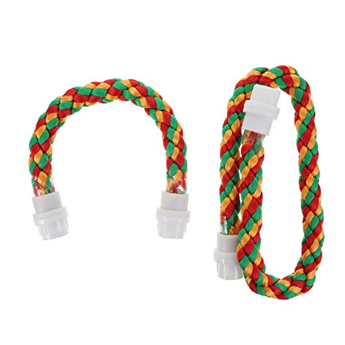 POPETPOP 2PCS Vogel Seil Sitzstangen Papagei Barsch Vögel Flexible Multi- Farbe Seil Vogel Spielzeug für Papagei Nymphensittich Sittich Bungee von balacoo