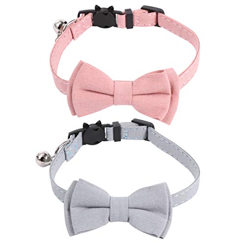 2pcs Weihnachten Katzenhalsband Glöckchen Verstellbares Weiche Stoff Katzen Weihnachten Dekorationszubehör für Hunde Katzen (Rosa Blau) von balacoo