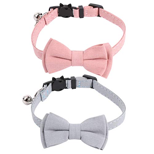 balacoo 2pcs Weihnachten Katzenhalsband Glöckchen Verstellbares Weiche Stoff Katzen Halsbänder Weihnachten Dekorationszubehör für Hunde Katzen (Rosa Blau) von balacoo