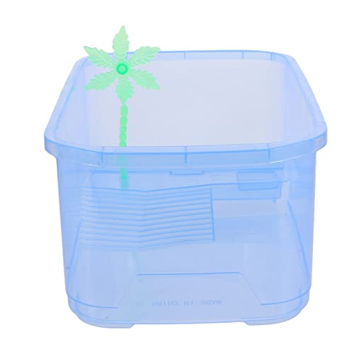 Transparente Fütterungsbox mit Plattform Künstliche Pflanzen Insekt Reptiltransport Zuchtkäfig Insekt Creeper Haus Terrarium Container für Mini Pet Tier Blau von balacoo