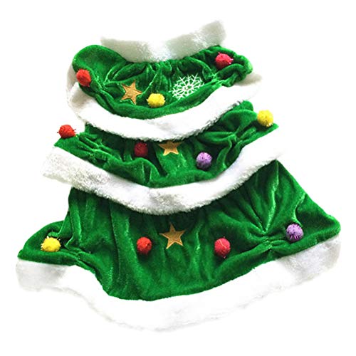 balacoo Weihnachten Hundeumhang Hundeweihnachtskleid Grüner Mantel Weihnachtsfeier Hundekostüm Süße Warme Hundekostüme Winterfleecemantel Für Hunde Katze Cosplay-Anzug Weihnachtsbaum Hase von balacoo