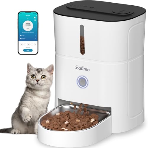 Balimo Futterautomat Katze 3L, WiFi Intelligenter Katzenfutter Automat, Futterspender für Katzen/Hunde Mit Nachtlicht und 304 Edelstahlnapf, APP-Steuerung, 1-10 Mahlzeiten pro Tag, weiß von Balimo