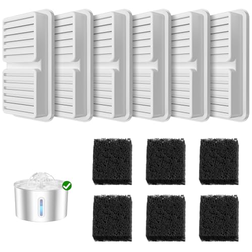 12 Filter Set für Katzenbrunnen: Enthält 6 Aktivkohlefilter + 6 Schaumstofffilter.Wasserfilter für 2.2L Katze-Wasser-Brunnen Sorgt für Sauberes, Frisches Wasser für Ihre Katze von BalimoPet
