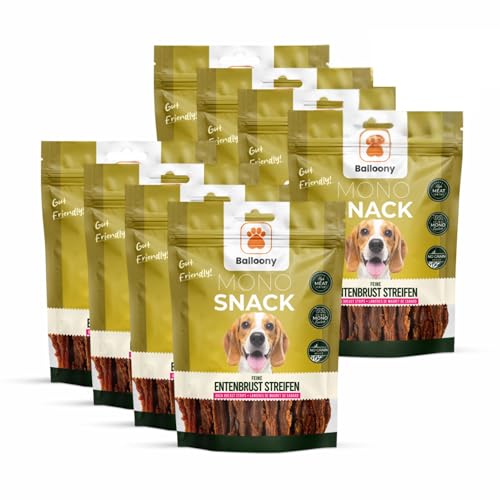 Balloony.pet Monosnack Feine Entenbrust Streifen – Getreidefreie, natürliche hundeleckerlies mit Monoprotein für anspruchsvolle Hunde (1200g [8 x 150g]) von Balloony