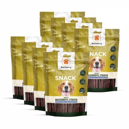 Balloony.pet Monosnack Herzhafte Wasserbüffel Streifen – Proteinreiche hundeleckerli für Junge und Erwachsene Hunde – Reine leckereien für Hunde (1200g (8 x 150g)) von Balloony