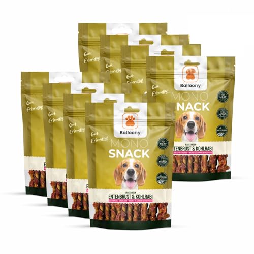 Balloony.pet Monosnack Kaustangen Entenbrust & Kohlrabi – Natürliche hundeleckerli für empfindliche Hunde – Luftgetrocknete leckerlies für Hunde (1200g [8 x 150g]) von Balloony