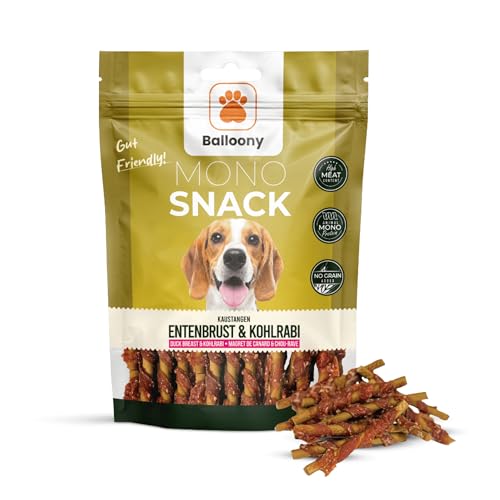 Balloony.pet Monosnack Kaustangen Entenbrust & Kohlrabi – Natürliche hundeleckerli für empfindliche Hunde – Luftgetrocknete leckerlies für Hunde (150 g) von Balloony