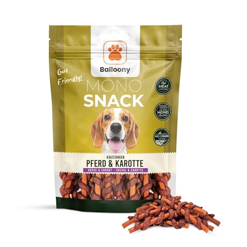 Balloony.pet Monosnack Kaustangen Pferd & Karotte – Natürliche hundeleckerli Pferd für jeden Hund – Luftgetrocknete leckerlies für Hunde (150 g) von Balloony