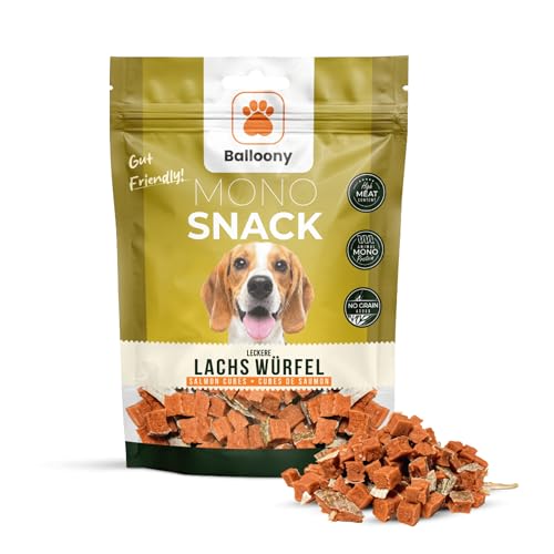 Balloony.pet Monosnack Leckere Lachs Würfel – Omega-reiche hundeleckerlies für Haut & Fell – Weiche leckereien für Hunde (150 g) von Balloony