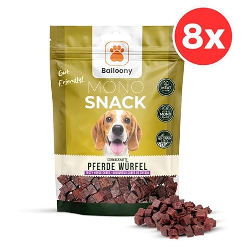 Balloony.pet Monosnack Schmackhafte Pferde Würfel – Allergikerfreundliche hundeleckerli Pferd für Sensible Hunde – Schonend getrocknete leckerlies für Hunde (1200g [8 x 150g]) von Balloony