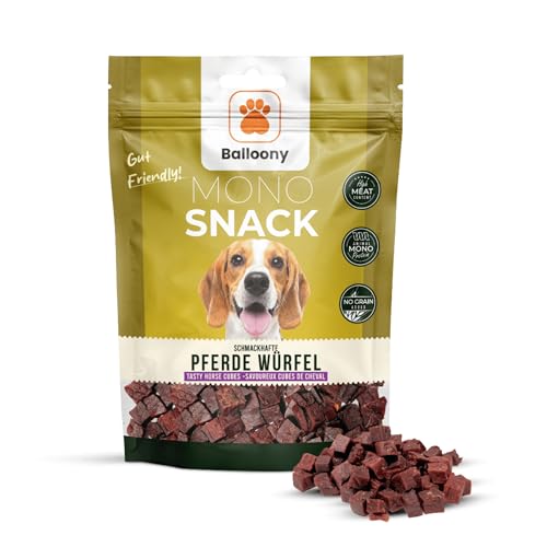 Balloony.pet Monosnack Schmackhafte Pferde Würfel – Allergikerfreundliche hundeleckerli Pferd für Sensible Hunde – Schonend getrocknete leckerlies für Hunde (150 g) von Balloony