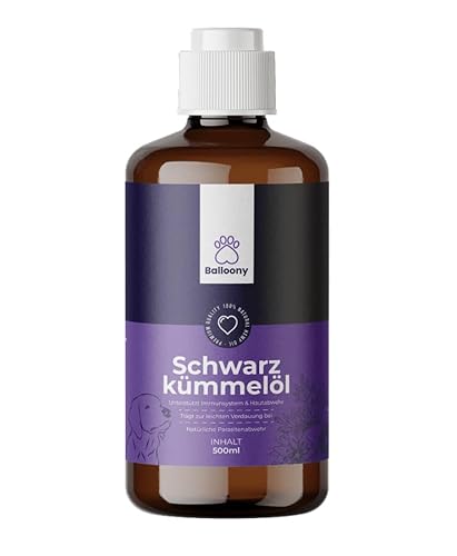 Balloony Schwarzkümmelöl für Hunde – Natürliche Unterstützung für EIN vitales Hundeleben | Rein & ohne Zusatzstoffe | Fördert Haut, Fell & Immunsystem (500g) von Balloony