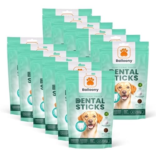 Zahnpflege Hund – Natürliche Kaustangen Hund für gesunde Zähne – 7 Dental Sticks pro Packung zur effektiven Hunde Zahnpflege -12 Beutel (12 × 230g). von Balloony