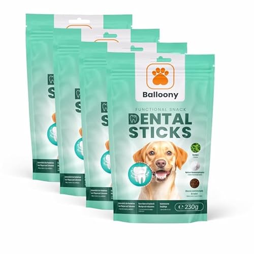 Zahnpflege Hund – Natürliche Kaustangen Hund für gesunde Zähne – 7 Dental Sticks pro Packung zur effektiven Hunde Zahnpflege-4 Beutel(4 × 230g). von Balloony