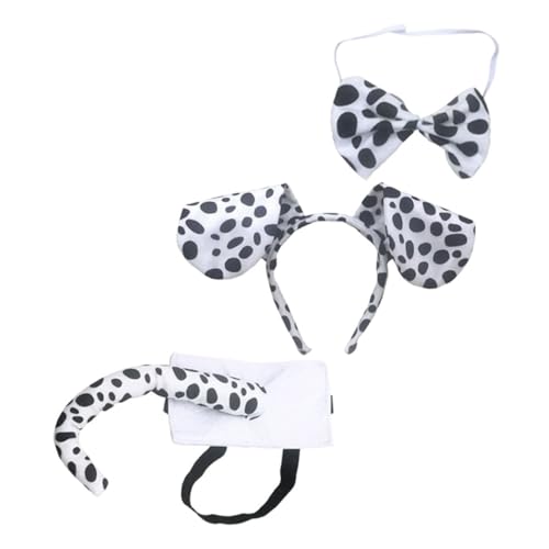 Baluue 1 Satz Welpenkopfschmuck Bogen Haustier Hunde-Outfit Hundeohren und Schwanzkostüm Hundestirnband zur Fellpflege Hundeelement-Stirnband Hundekostüme Hundezubehör Polyester von Baluue