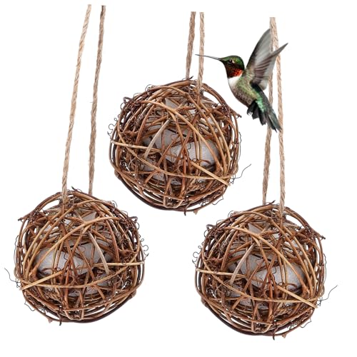 Baluue 3 Stück -Kolibri-Nistkästen Vogel-Nistmaterial-Halter Schaukel-Spielzeugbälle Zum Aufhängen Kolibri- Nachfüllbare Bälle Vogel-Niststation Für Wildvögel Zaunkönige Finken von Baluue