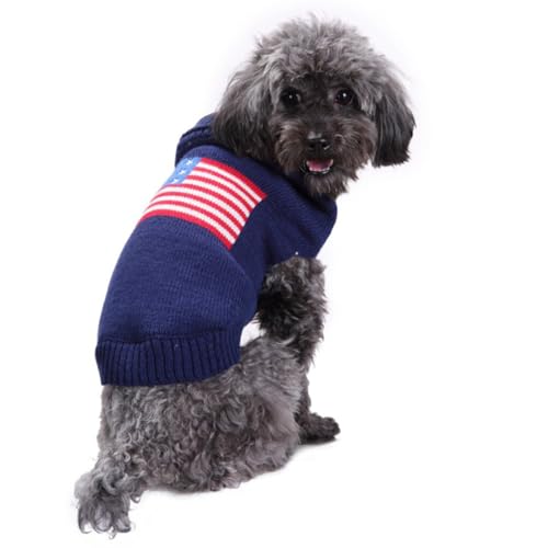 Baluue Welpen-Outfits Hundepullover Haustierkostüm Flagge Winter Warmer Pullover Weihnachtskleidung Für Hündchen (Größe L) Haustierkleidung von Baluue