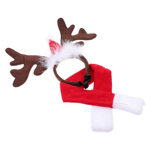 Baluue Weihnachtliches Haustier Teilig Haarreif und Schal Weiches Hundezubehör für Xmas Party Bequemes Kostüm für Kleine Hunde Festliche Hunde Dekoration von Baluue