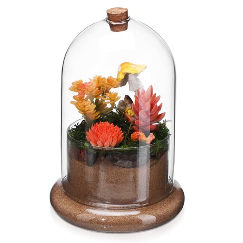 Glaskuppel für Pflanzen, 8,2 x 5,5 cm, transparente Glaskuppel mit Sockel und Löchern, klare Pflanzenkuppel, dekorative ökologische Mikro-Landschaftsflasche für Schreibtischdekoration (keine Pflanzen von Baluue