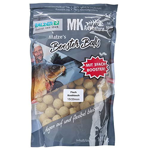 Balzer MK Booster Balls Stinktier Fisch-Knoblauch weiÃŸ 15 und 20mm 1kg von Balzer