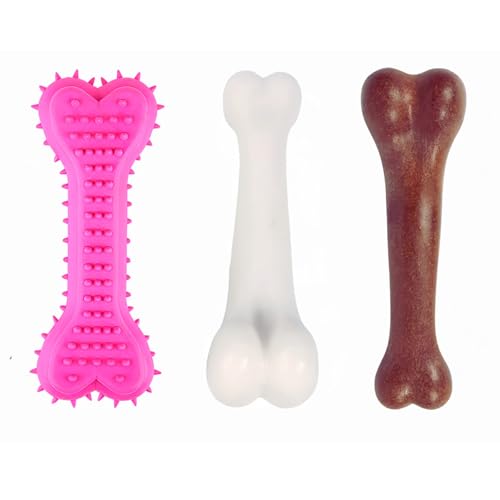 Bambinom Kauspielzeug für Welpen, 3 Stück, Zahnspielzeug für kleine Rassen, weiches Gummi, niedliches Knochen-Hundespielzeug, umweltfreundlich, Zahnreinigung, interaktives kleines Welpenspielzeug für von Bambinom