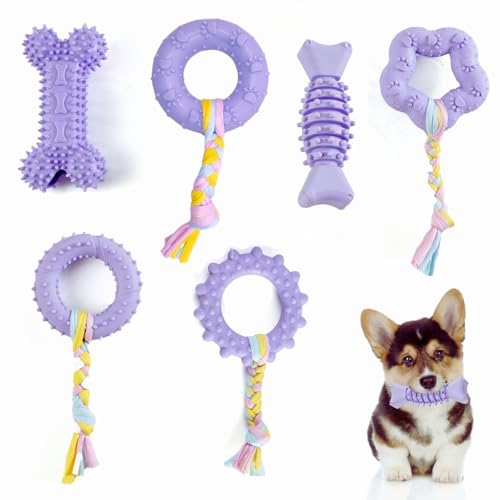 Bambinom Kauspielzeug für Welpen, 6 Stück, für kleine Rassen, weiches Gummi, niedlich, lila, umweltfreundlich, Zahnreinigung, interaktives kleines Welpenspielzeug für kleine Hunde (Korb nicht im Bambinom Kauspielzeug für Welpen, 6 Stück, für kleine Rassen, weiches Gummi, niedlich, lila, umweltfreundlich, Zahnreinigung, interaktives kleines Welpenspielzeug für kleine Hunde (Korb nicht im von Bambinom