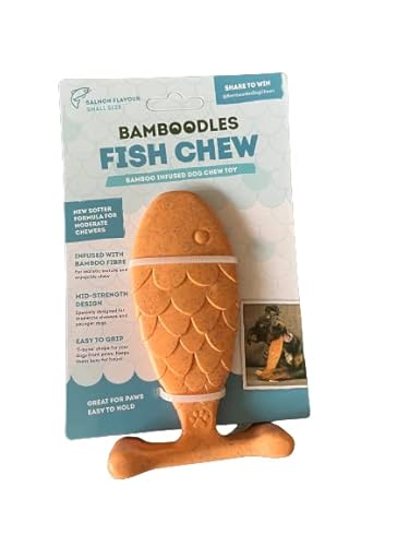 Bamboodles Kauspielzeug für Hunde - Mittel | Lachsgeschmack | Langlebiger Kaustab für mittelgroße Hunde | Natürliches Hundekauen zur Unterstützung der Mundhygiene von Bamboodles