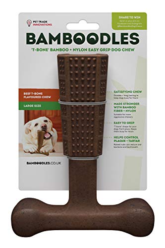 Bamboodles T-Bone Hunde-Kauspielzeug für die meisten aggressiven Kauer, großes Rindfleisch von Bamboodles