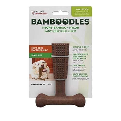 Bamboodles T-Bone-Kauknochen, klein, für die aggressivsten Kauer von Bamboodles