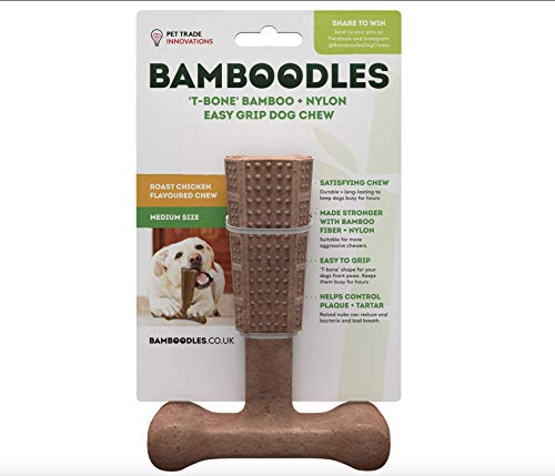 Bamboodles T-Bone Kauspielzeug für Hunde - Mittel | Huhngeschmack | Langanhaltendes Kauen für mittelgroße Hunde | Langlebiges und sicheres Hundekauen für den täglichen Spaß von Bamboodles