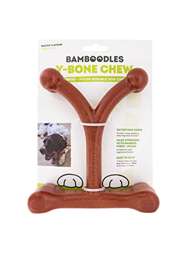 Bamboodles Y-Bone Kauspielzeug – zur Massage des Zahnfleisches für selbst Aggressive Kauer (groß) von Bamboodles