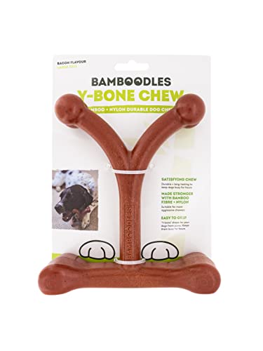 Bamboodles Y-Bone Kauspielzeug für Hunde, groß | Speckgeschmack | langanhaltendes, natürliches Kauen für große Hunde | langlebiges sicheres Spielzeug zur Befriedigung des Kauinstinkts von Bamboodles