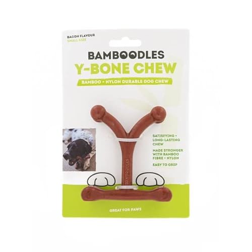 Bamboodles Y-Bone Kauspielzeug – zur Massage des Zahnfleischs für selbst aggressive Kauer (klein) von Bamboodles