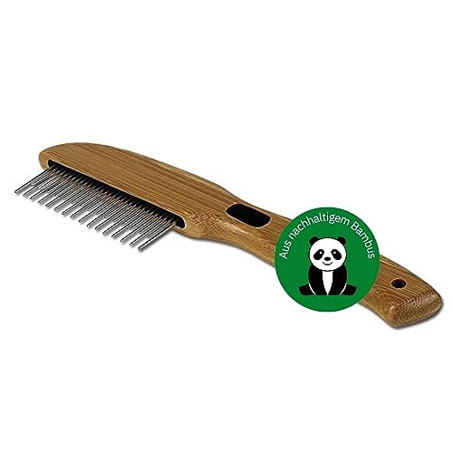 Bamboo Groom Rotating Pin Comb I Kamm mit 31 rotierenden Pins I Hundebürste für langes & lockiges Fell I Bürsten zur Fellpflege aus Bambus I Unterfellbürste I Bürste für Katze & Hund von Bamboo Groom