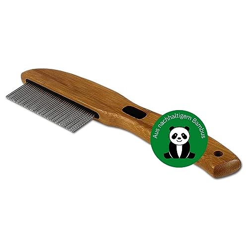 BAMBOO GROOM Rotating Pin Comb I Kamm mit 41rotierenden Pins I Hundebürste für langes & lockiges Fell I Bürsten zur Fellpflege aus Bambus I Unterfellbürste I Bürste für Katze & Hund von Bamboo Groom