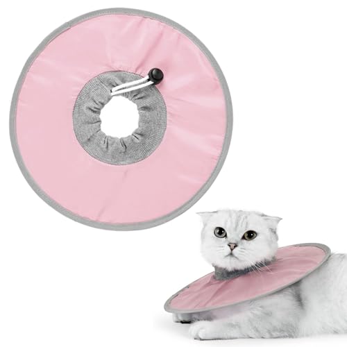 Bamyli Verstellbares Erholungshalsband für Katzen und Welpen nach Operationen, Erholungshalsband für Katzen, um das Lecken von Wunden zu stoppen (Rosa, L) von Bamyli
