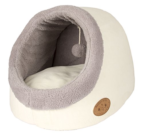 Banbury & Co Luxus-Katzenbett in Grau mit Schaffellimitat, integriertem Hänge-Spielzeug und herausnehmbarem, waschbarem Kissen für Katzen Banbury & Co Luxus-Katzenbett in Grau mit Schaffellimitat, integriertem Hänge-Spielzeug und herausnehmbarem, waschbarem Kissen für Katzen von Banbury & Co