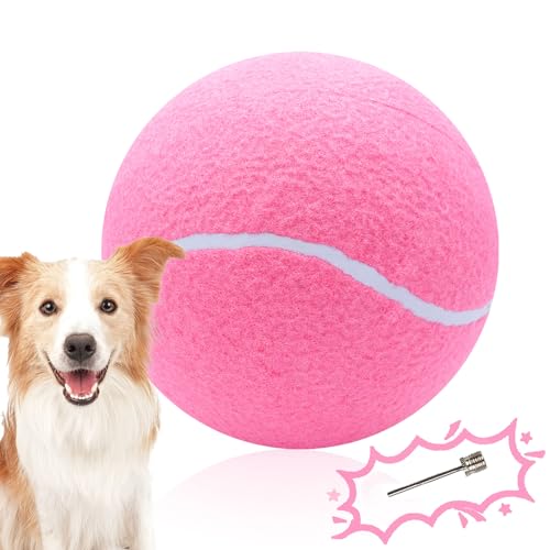 Banfeng Großer Tennisball für Hunde, riesiger Hund Tennisball Spielzeug großer Sportball Geschenk für mittelgroße große Hunde (Rosa) von Banfeng